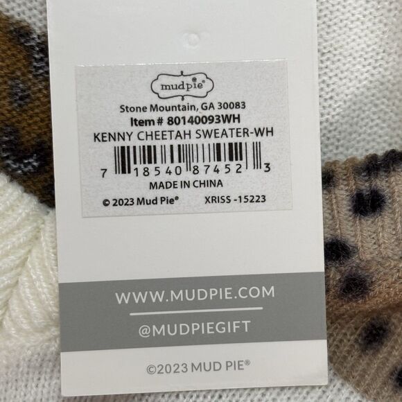 MUD PIE Kenny Cheetah Sweater Oversized Boxy V Neck New - Picture 7 of 9